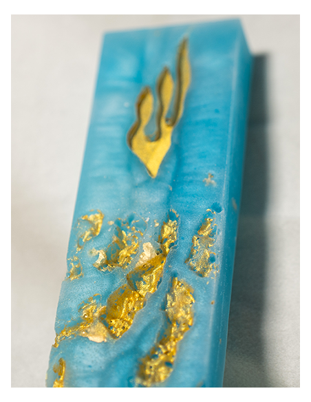 Mezouzah rectangulaire Bizot en résine epoxy effet pierre martelé BLEU 2