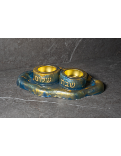 Bougeoir Mihal en résine epoxy BLEU ROI 2