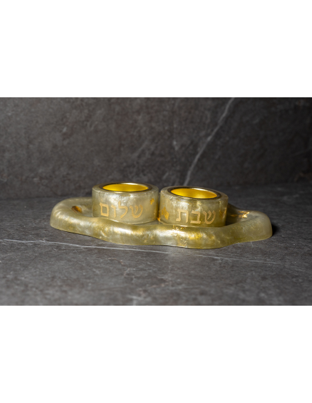 Bougeoir Mihal en résine epoxy VERT KAKI