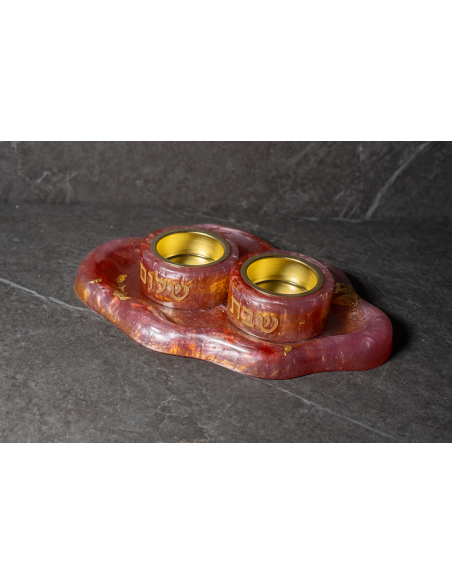 Bougeoir Mihal en résine epoxy RUBIS