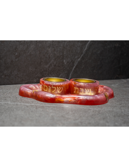 Bougeoir Mihal en résine epoxy RUBIS