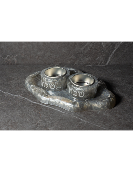 Bougeoir Mihal en résine epoxy GRIS