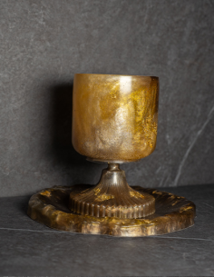 Verre de Kiddouch à pied Ciselé en résine epoxy Marron