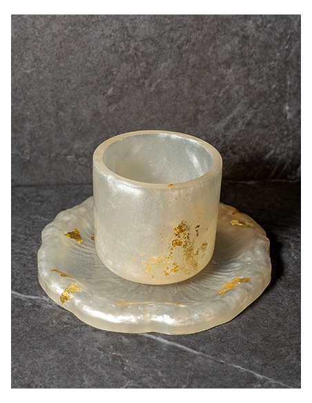 Verre de Kiddouch Cylindre en résine epoxy Blanc