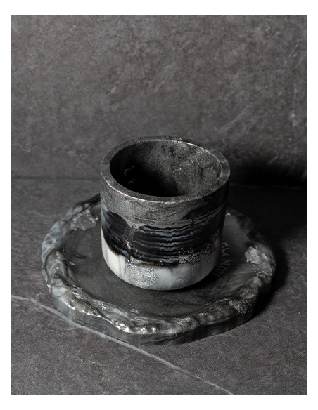 Verre de Kiddouch Cylindre en résine epoxy Marbre Noir