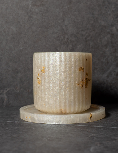 Verre de Kiddouch Ciselé en résine epoxy Blanc