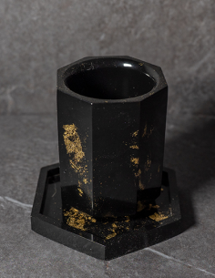 Verre de Kiddouch Octogonal Grand Modèle en résine epoxy Noir