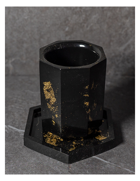 Verre de Kiddouch Octogonal Grand Modèle en résine epoxy Noir