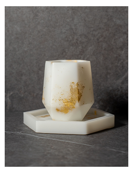 Verre de Kiddouch  Octogonal petit modèle en Epoxy Blanc mat