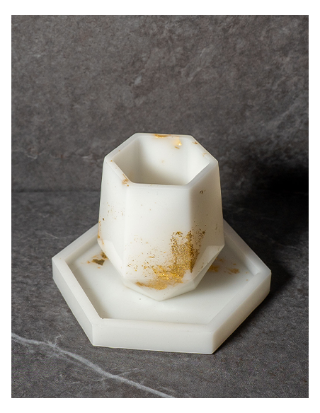 Verre de Kiddouch  Octogonal petit modèle en Epoxy Blanc mat