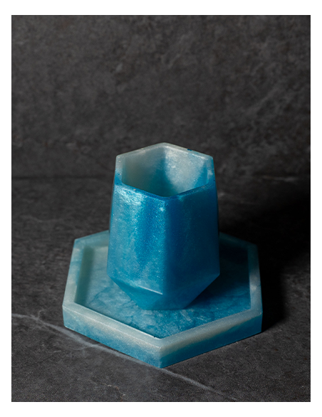 Verre de Kiddouch  Octogonal petit modèle en Epoxy Bleu