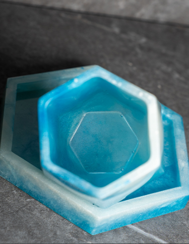 Verre de Kiddouch  Octogonal petit modèle en Epoxy Bleu