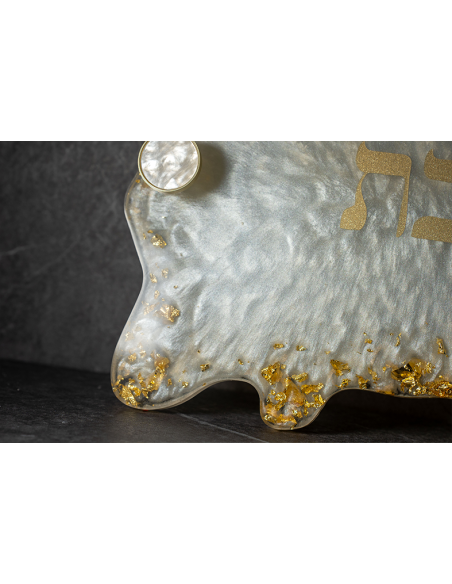 Plateau de Chabbat en résine epoxy – Modèle Ayala Blanc