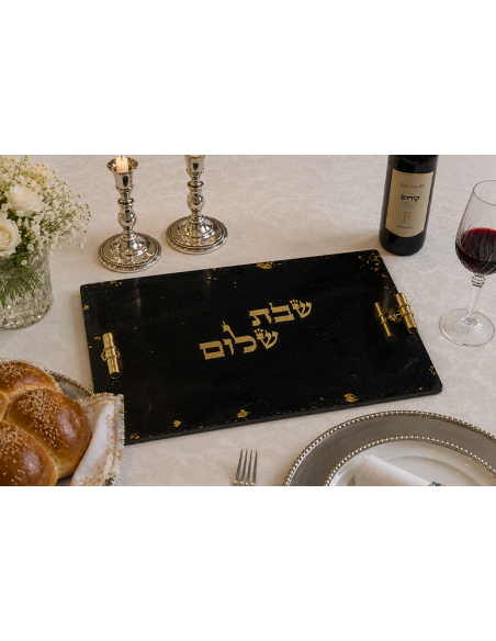 מגש שבת משרף אפוקסי – דגם דבורה שחור