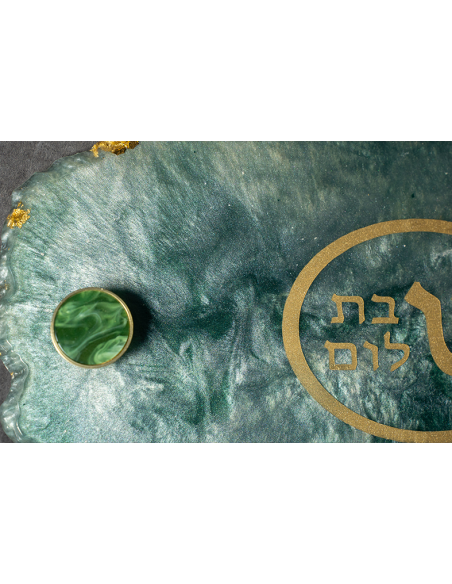 מגש שבת אובלי משרף אפוקסי – דגם שרה ירוק