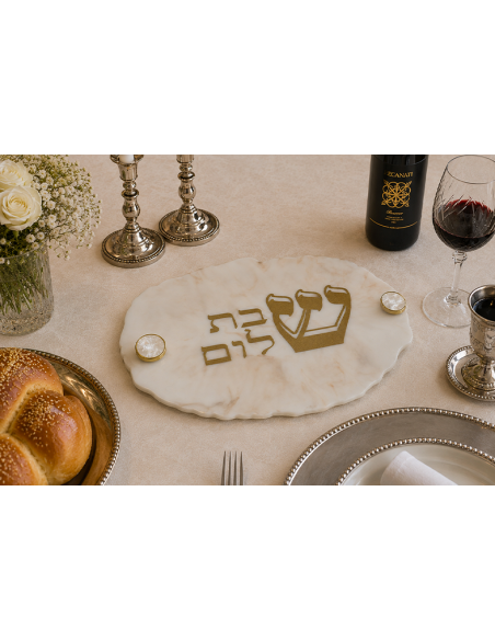 מגש שבת אובלי משרף אפוקסי – דגם שרה שיש