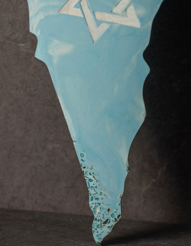 Cadre Carte Israël en plâtre – “Im Eshkahehr” Bleu