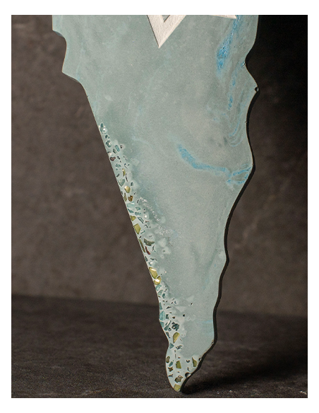 Cadre Carte Israël en plâtre – “Im Eshkahehr” Bleu-Gris